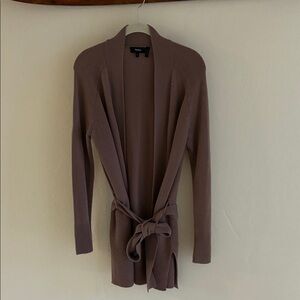 Theory Mulberry Colored Cashmere Cardigan With Belt Size Small